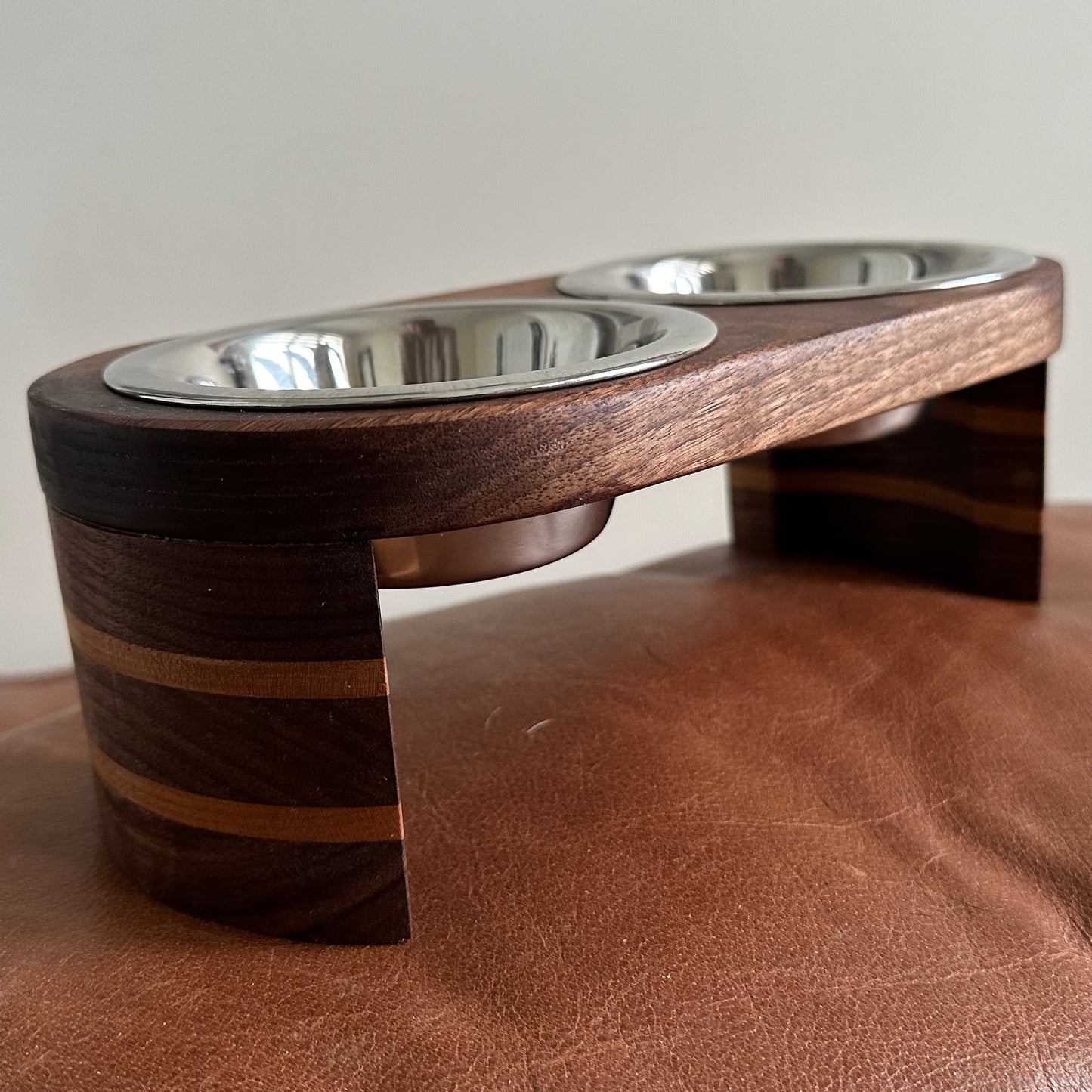 Walnut and Cherry Pet Feeder small