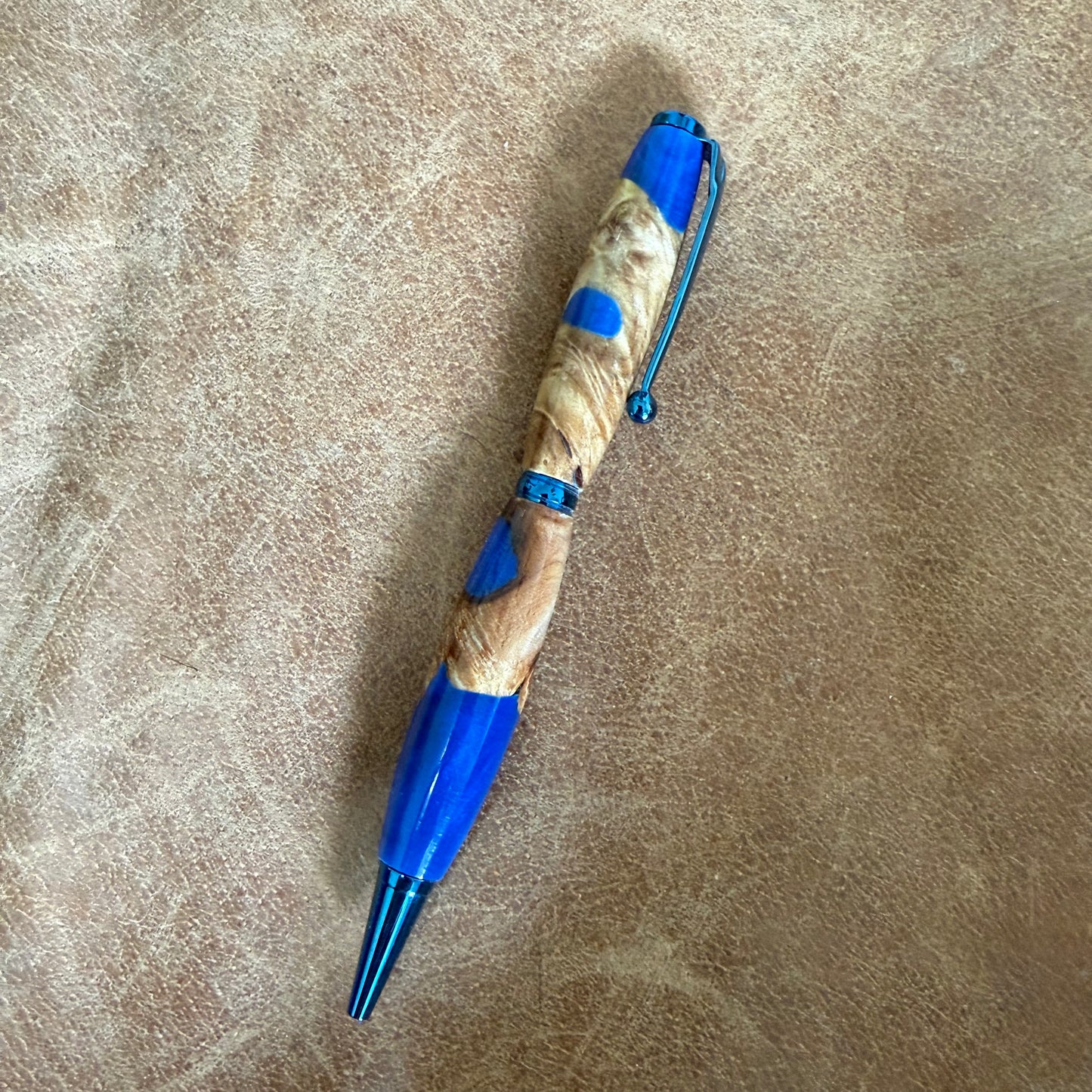 Resin and Burl Ballpoint Blue
