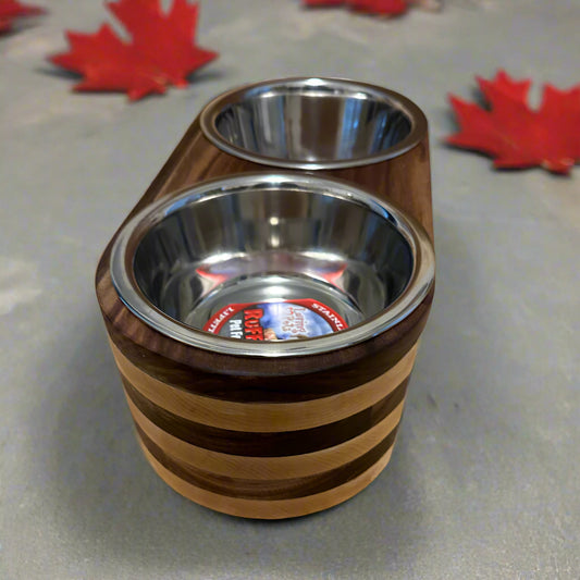 Maple and Walnut Pet Feeder small