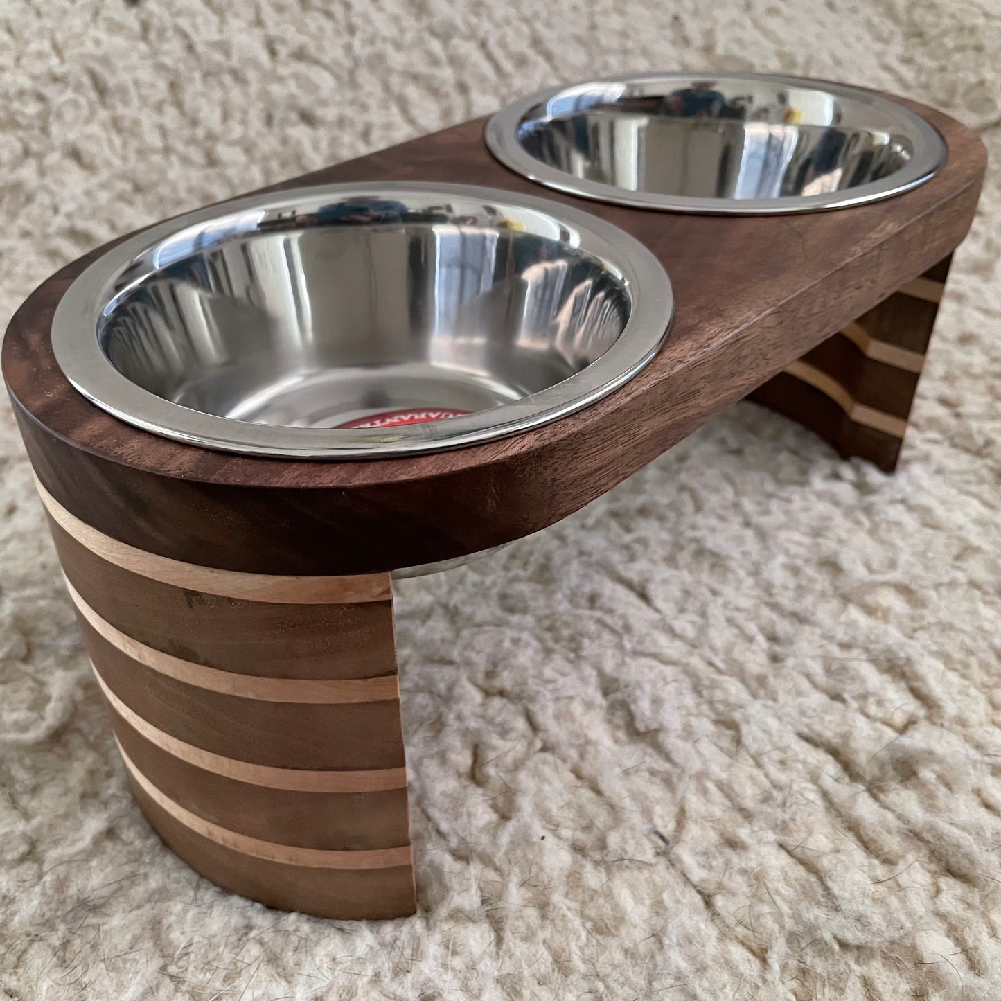 Walnut and Maple small 2 pt Raised Feeder