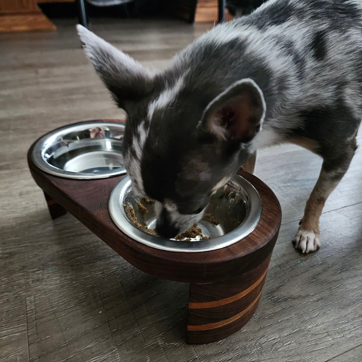 Walnut and Cherry Pet Feeder small