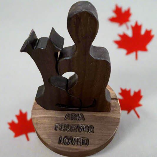 Lean on Me Walnut Sculpture small with memoriam