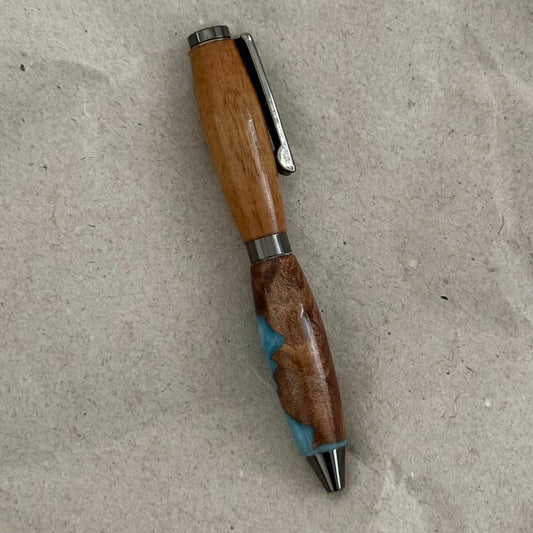Credit Card Purse Ballpoint Pen Burl and resin Turquoise