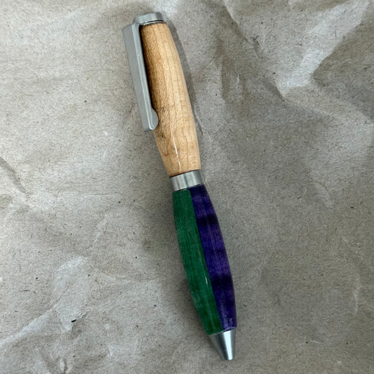 Segmented Credit Card Purse Ballpoint Pen Maple and Dyed 2 Tone Maple