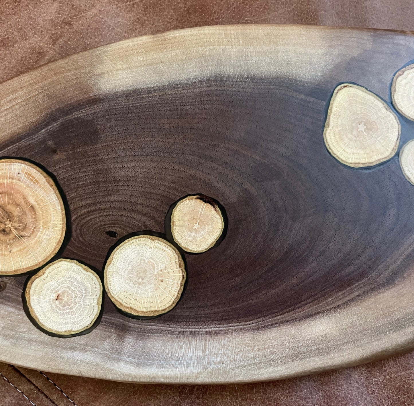 Small Walnut Charcuterie Board with Wood Inlay
