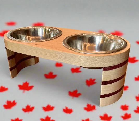 Maple and Purple Heart Small Raised Feeder