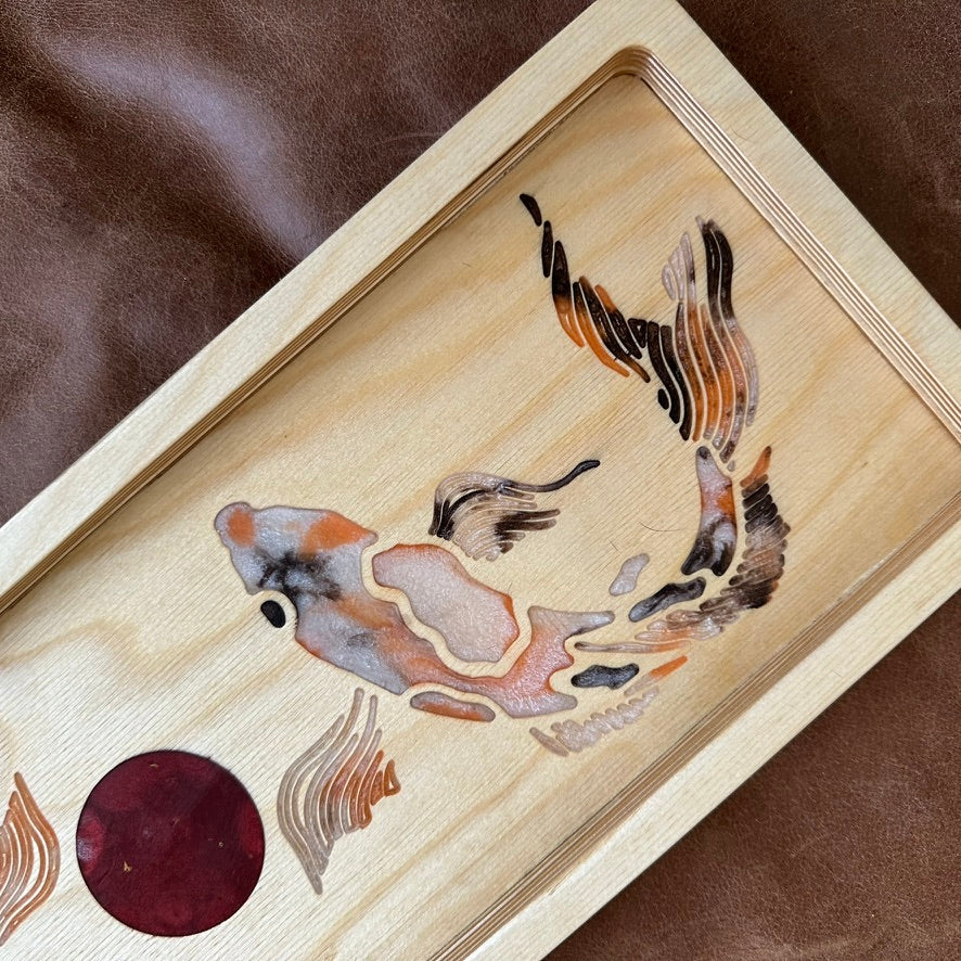 Double Koi Baltic Birch Tray