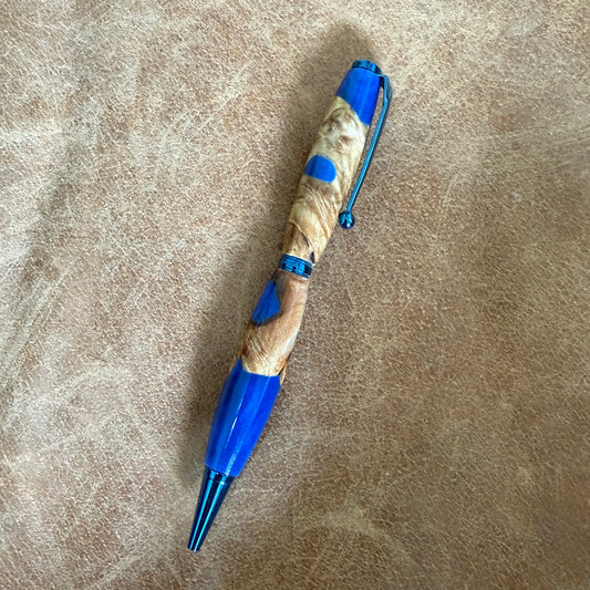 Resin and Burl Ballpoint Blue
