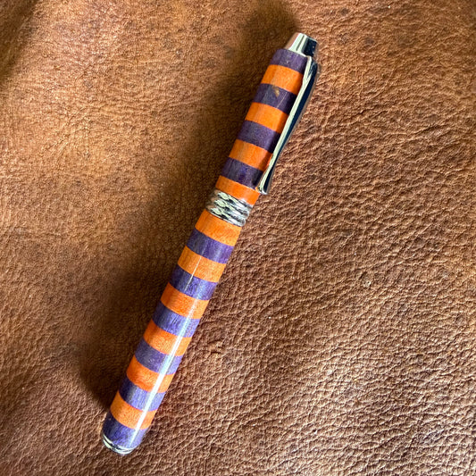 Fountain Style Segmented Rollerball Orange and Purple Striped
