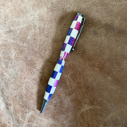 Beautiful Two Tone Maple Segmented Ballpoint Pen Maple and Two Tone. Blue Pink