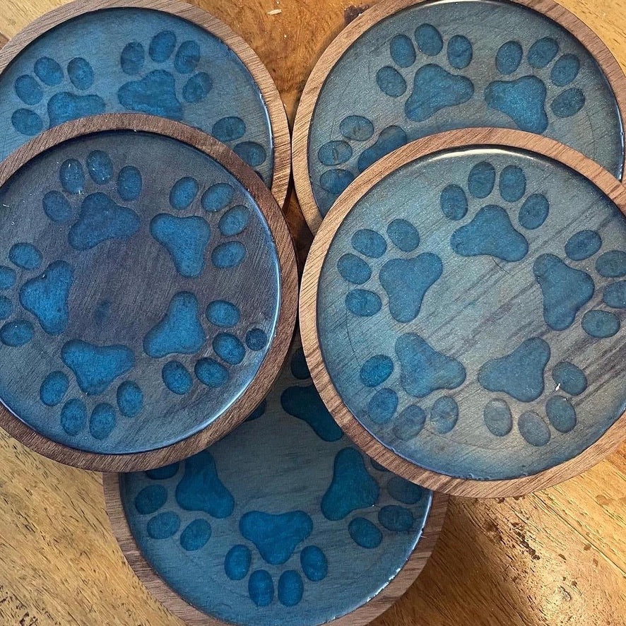 paw print motif coasters. For the animal lovers in all of us!