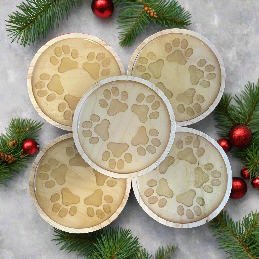 paw print motif coasters. For the animal lovers in all of us!