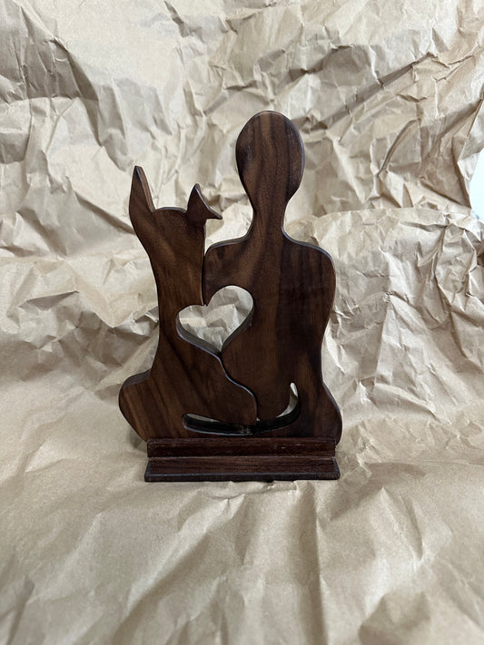 Lean on Me Walnut Sculpture