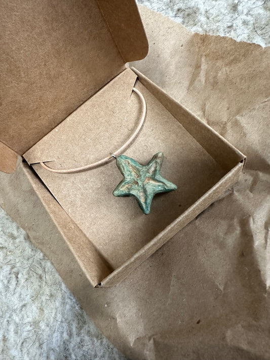 Starfish Pendant Maple with Green Glaze